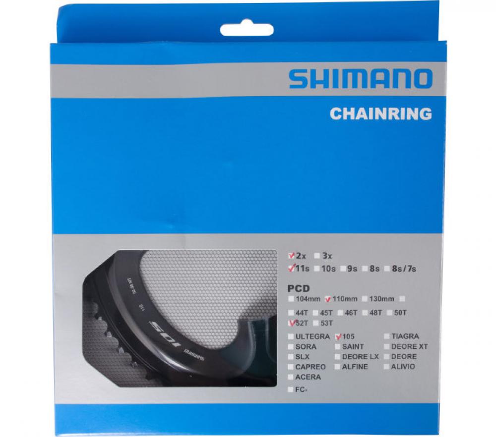 SHIMANO Kettenblatt 105 FC-R7000 52 Zähne Schwarz - präzise Schaltperformance für Rennräder