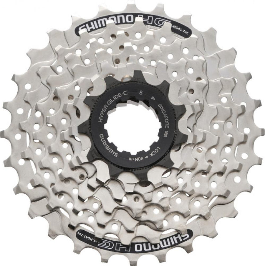 SHIMANO Kassette CS-HG41 7-fach 11-28 Zähne, silberne Fahrrad-Kassette für präzise Schaltvorgänge.