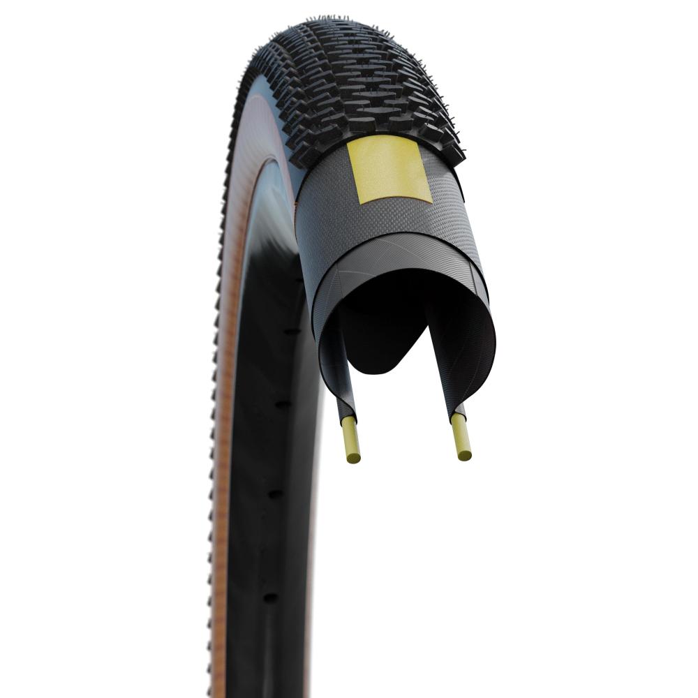 Schwalbe G-One R 28x1.50 Zoll (40-622) schwarz/braun, Tubeless Easy (TLE), faltbar, Super Race Karkasse, V-Guard Pannenschutz, Addix Race Compound, transparenten Seitenwänden, E-25 geeignet, HS610 Profil