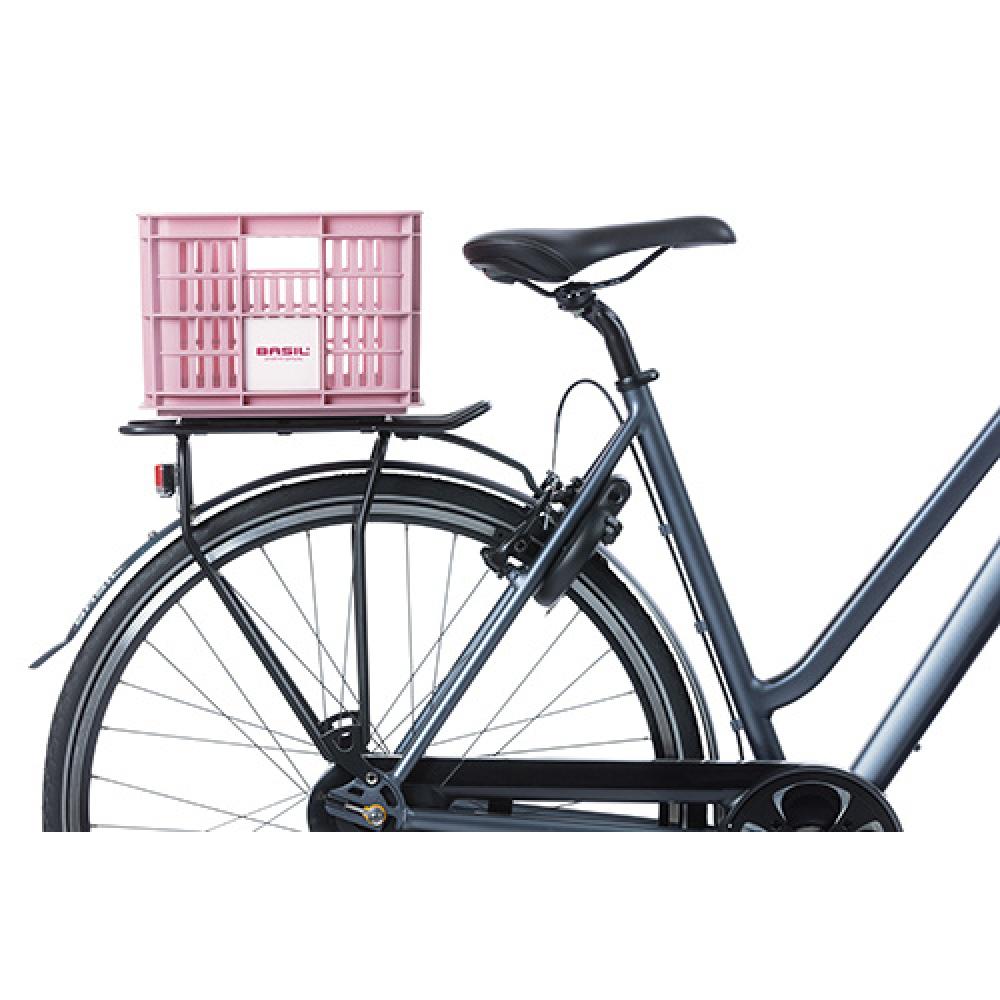 Basil Fahrradkiste S, 17,5L, rosa, recycelter Kunststoff, 39x29x20cm, kompatibel mit MIK/Racktime, ideal für Damen-, Herren- und Kinderfahrräder.