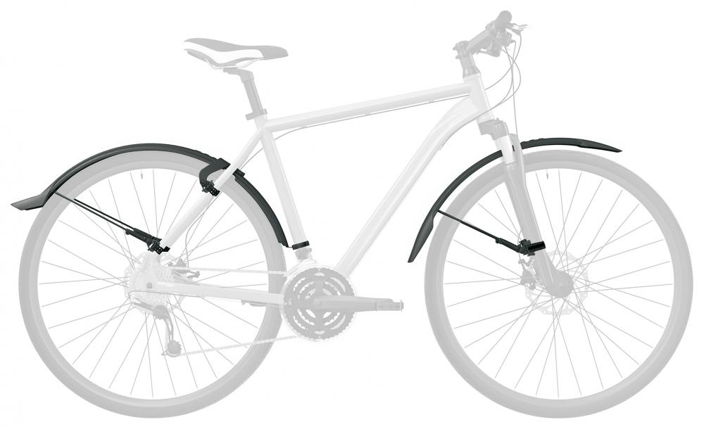 SKS VELOFLEXX 65 Schutzblech-Set 26-27,5 Zoll, schwarz, montiert an einem Fahrrad. Für MTB, City, Fitness.