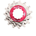 SunRace 12-fach MTB Kassette 11-13-15 Zähne, silberne Stahlritzel mit rotem Alu-Lockring