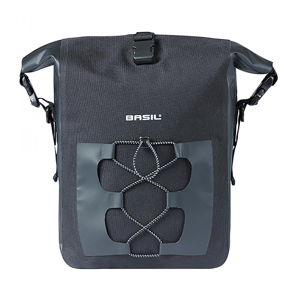 Basil Navigator Waterproof MIK Hooks Einzeltasche - wasserdichte Rolltop Fahrradtasche 14 Liter mit MIK-System - Fahrradtasche - Tarpaulin/Polyester Reflexband Schultergurt - Einzelpacktasche