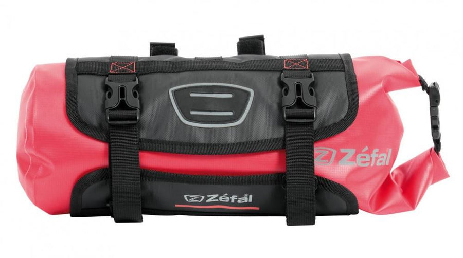 Zefal Lenkertasche Z Adventure F10 in Schwarz und Rot, wasserdichte Fahrradtasche für Bikepacking.