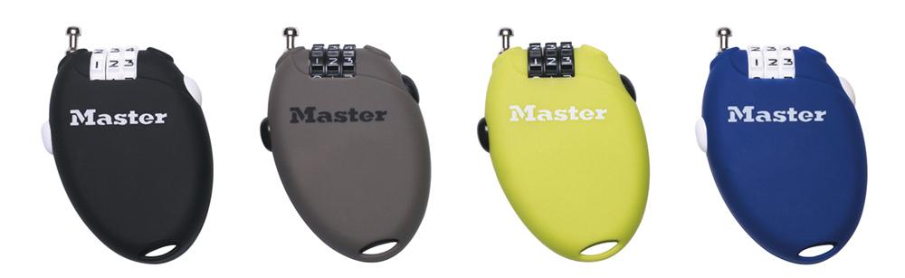 Master Lock Kabelschloss Retractor 4er Pack 2 mm x 700 mm - kompakte Diebstahlsicherung 700
