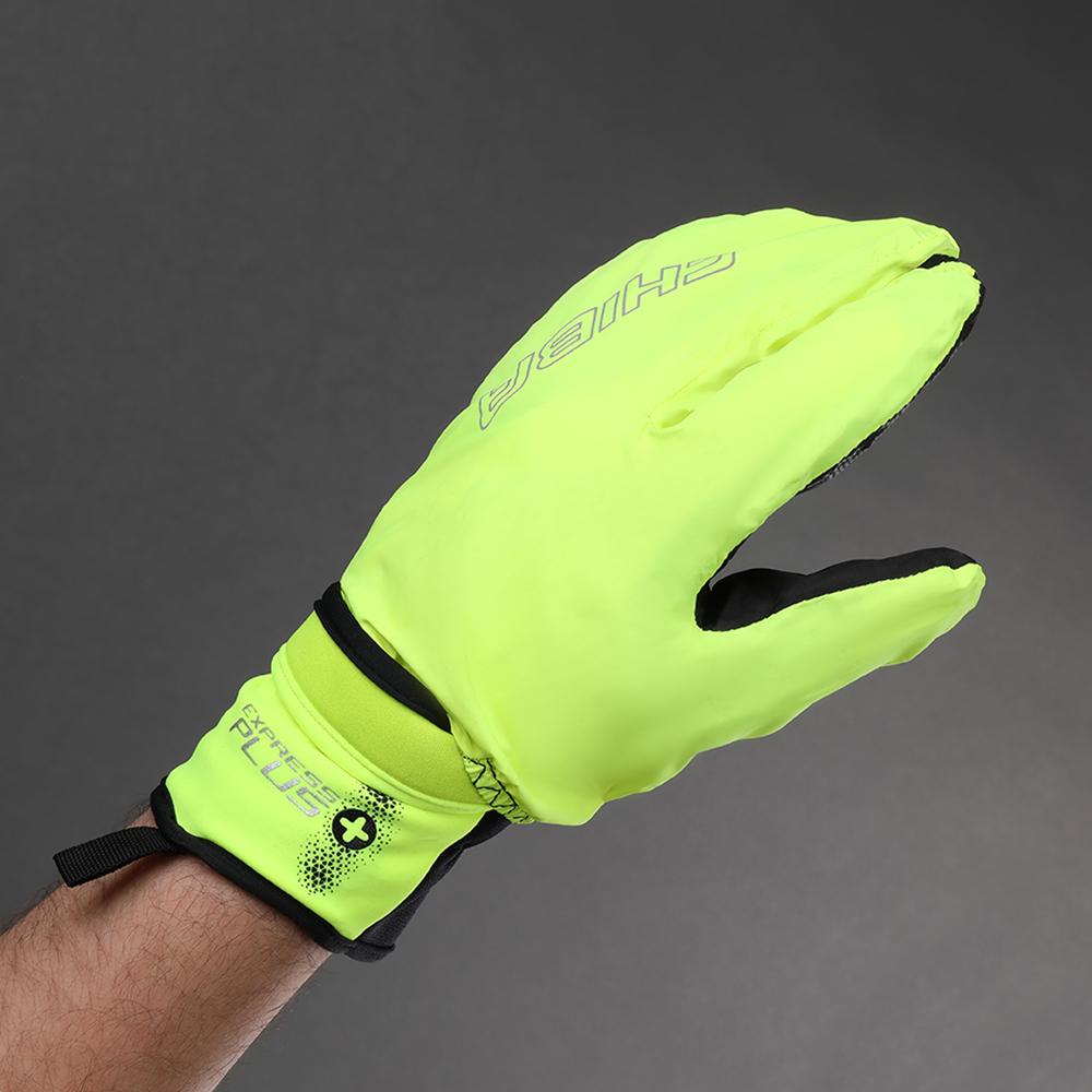 CHIBA Express+ - Radhandschuhe neongelb XS mit Regenüberzug und Gelpolsterung
