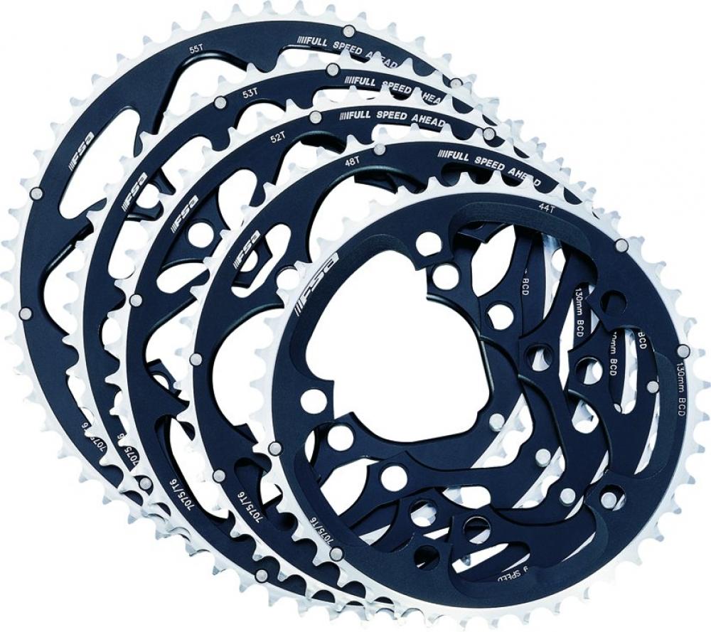FSA Kettenblatt Road Alloy 5-Arm 2x 130 mm x 48 T Schwarz/silber - präzise Schaltperformance