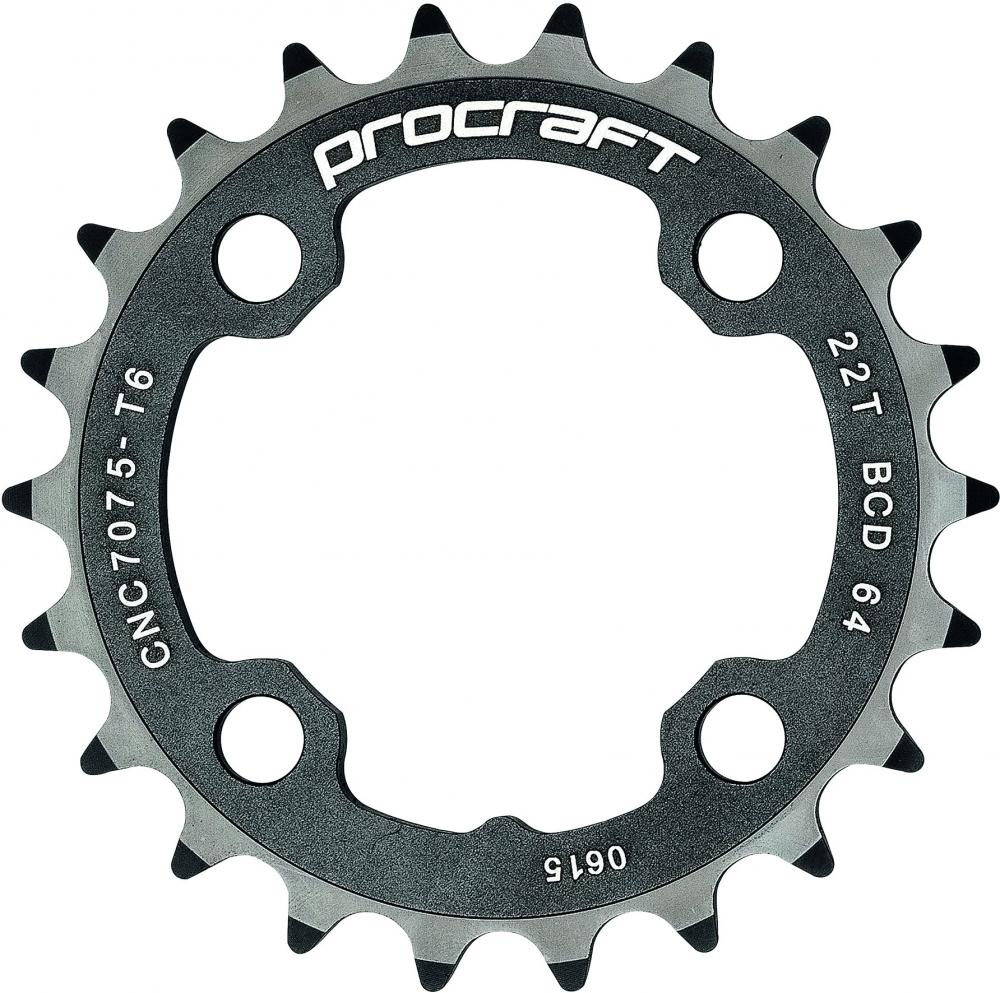 Procraft Kettenblatt MTB 64 9-fach 22 Z Schwarz - Eloxiert & CNC-gefräst