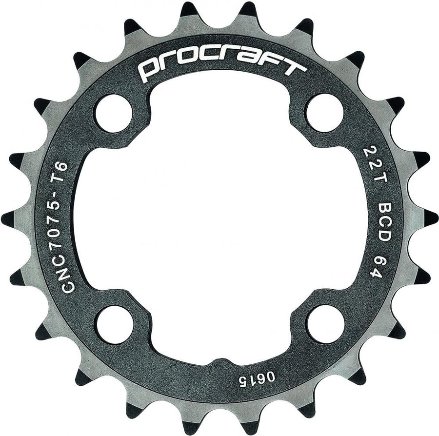 Procraft Kettenblatt MTB 64 9-fach 22 Z Schwarz - Eloxiert & CNC-gefräst