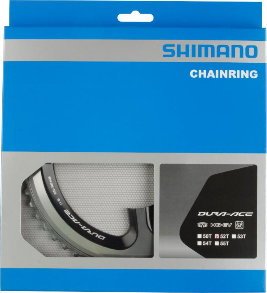SHIMANO Kettenblatt DURA-ACE FC-9000 52 Zähne Silber/Schwarz - maximale Effizienz für Rennrad-Antriebe