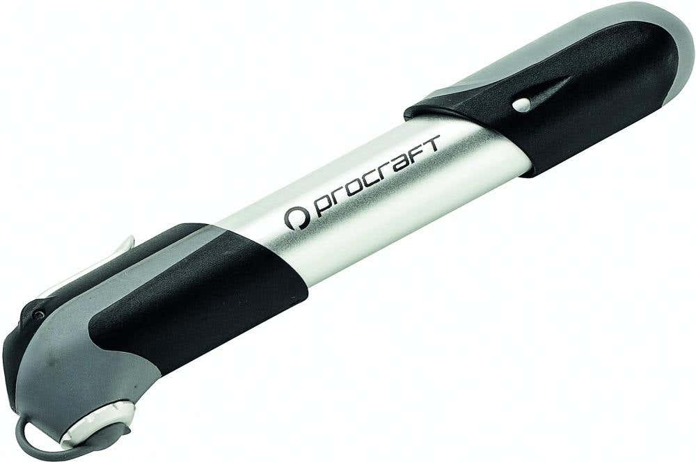 Procraft Minipumpe Compact Teleskop 19,5 cm Silber - kompakte Hochdruck-Fahrradpumpe