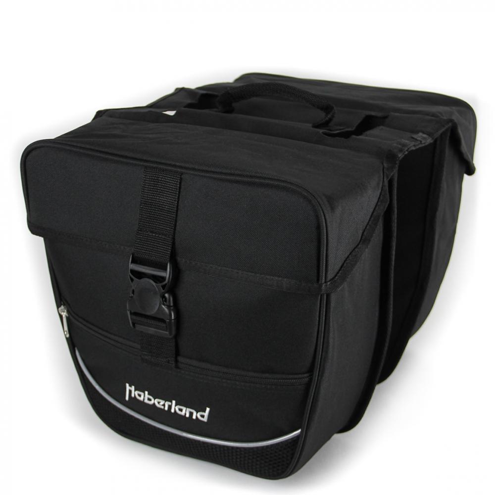 Haberland Doppeltasche Einsteiger schwarz, praktische Fahrrad-Gepäckträgertasche.