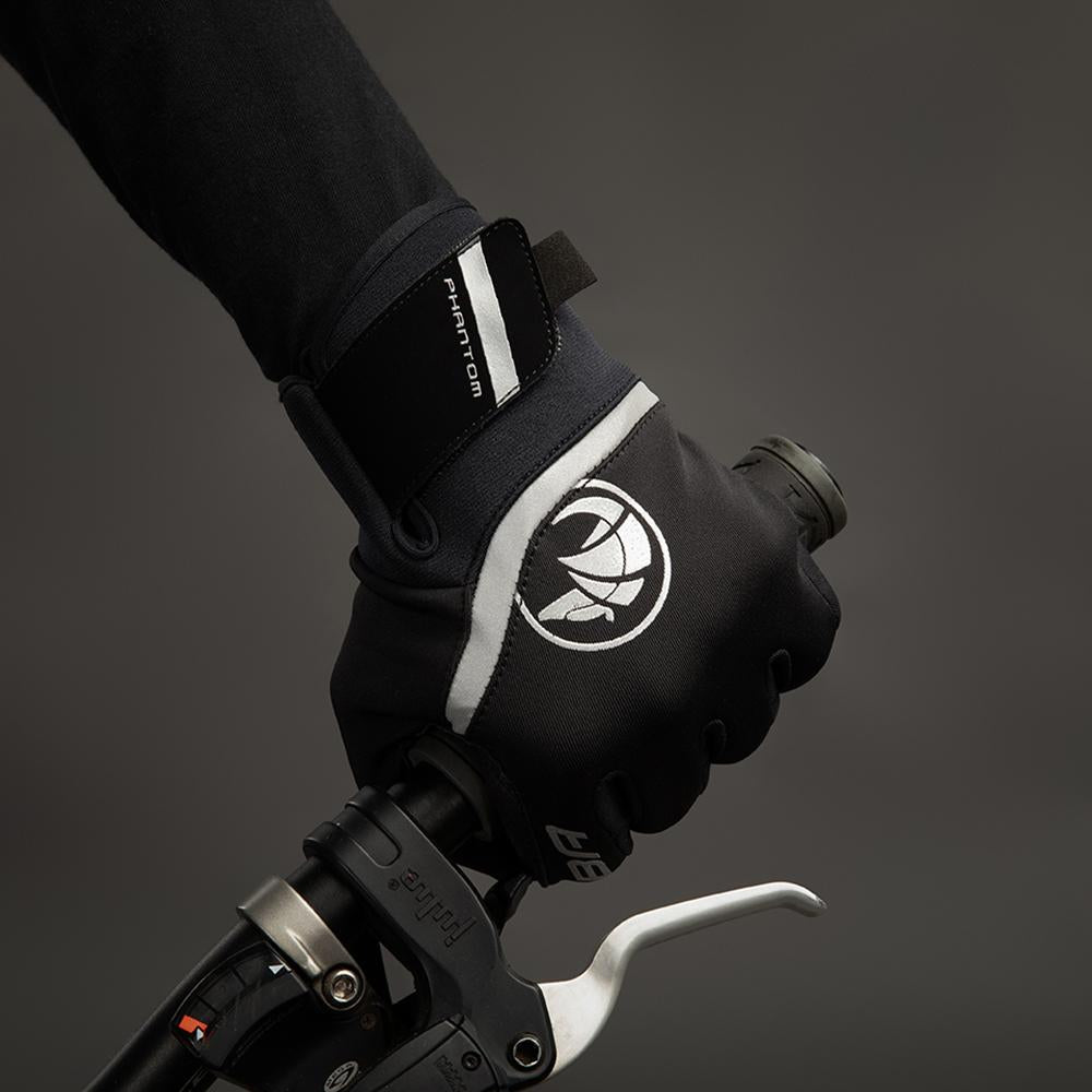 CHIBA Phantom - Radhandschuhe L schwarz/schwarz, Softshell, winddicht, Touchfinger