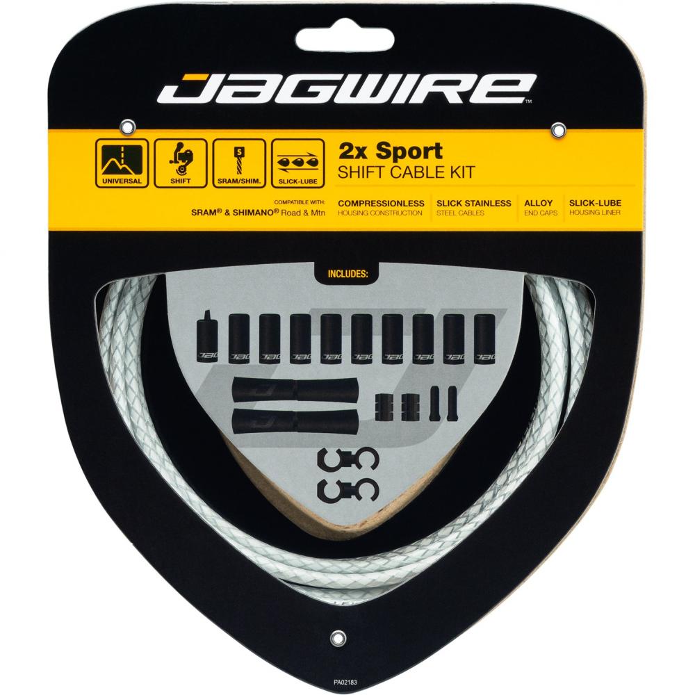 Jagwire Schaltzugset Road & Mountain Sport Universal Weiß geflochten - präzise Schaltperformance