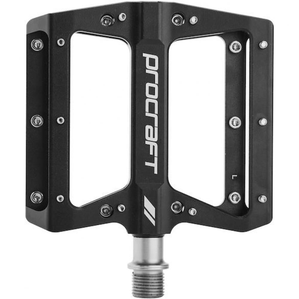 Procraft Pedale Flat Grip Essential CNC 113 x 105 mm Schwarz - maximaler Grip und Kontrolle