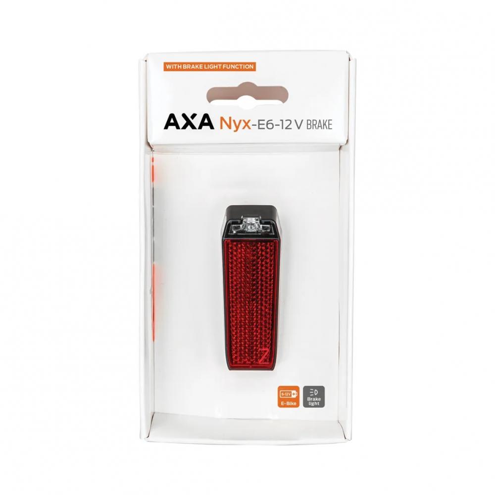 AXA NYX E-Bike Rücklicht 6-12V mit Bremslichtfunktion in Verpackung, StVZO zugelassen.