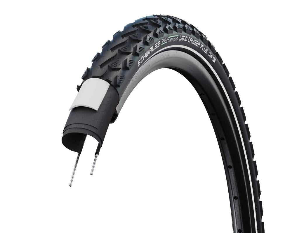 Schwalbe Land Cruiser Plus Trekkingreifen mit GreenGuard Pannenschutz, E-Bike Ready (25 km/h), All-Terrain Profil & Reflexstr