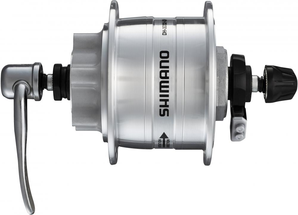 SHIMANO Nabendynamo DH-3D32 - 6V/3W, 36 Loch, 6-Loch-Scheibenaufnahme, Silber