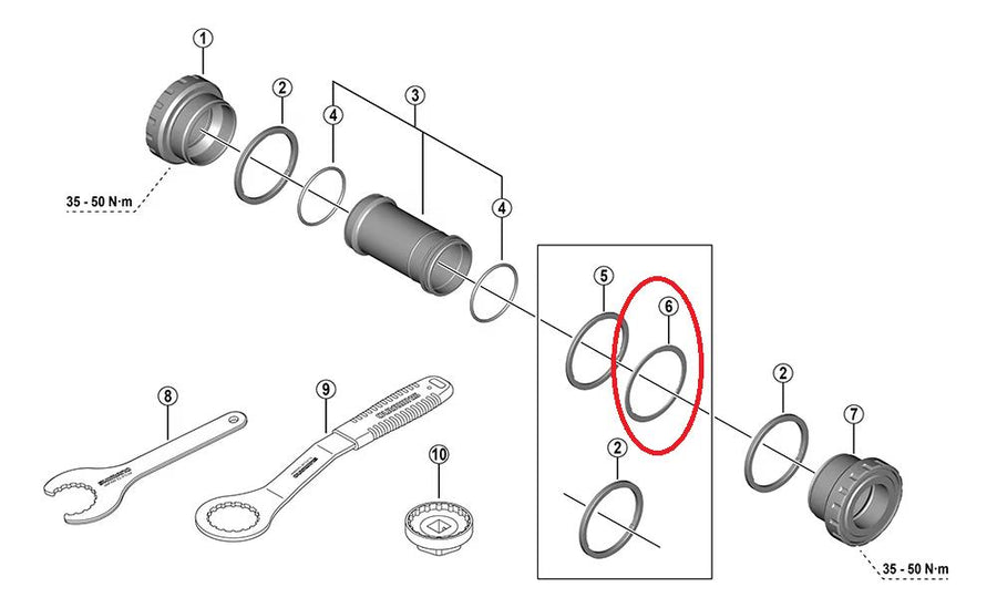 SHIMANO Distanzscheibe f.BB-MT501 0,7 mm - präziser Lagerspalt für Innenlager
