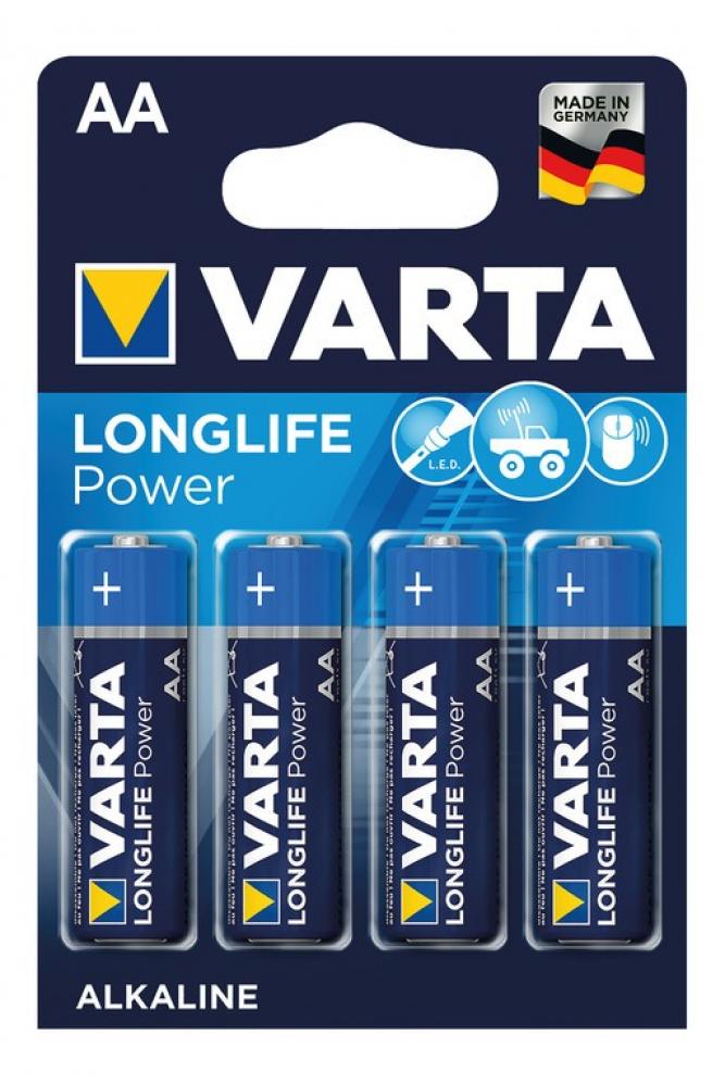 Varta Longlife Power Mignon (LR6, AA) Größe AA silber,blau - leistungsstarke Batterien für Geräte mit hohem Verbrauch