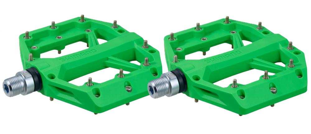 Pd-gr400 Flat Pedal Grün - Trail-optimiertes Plattformpedal, 101×96 mm, 9 Pins Pro Seite, Crmo-achse, Resin-körper