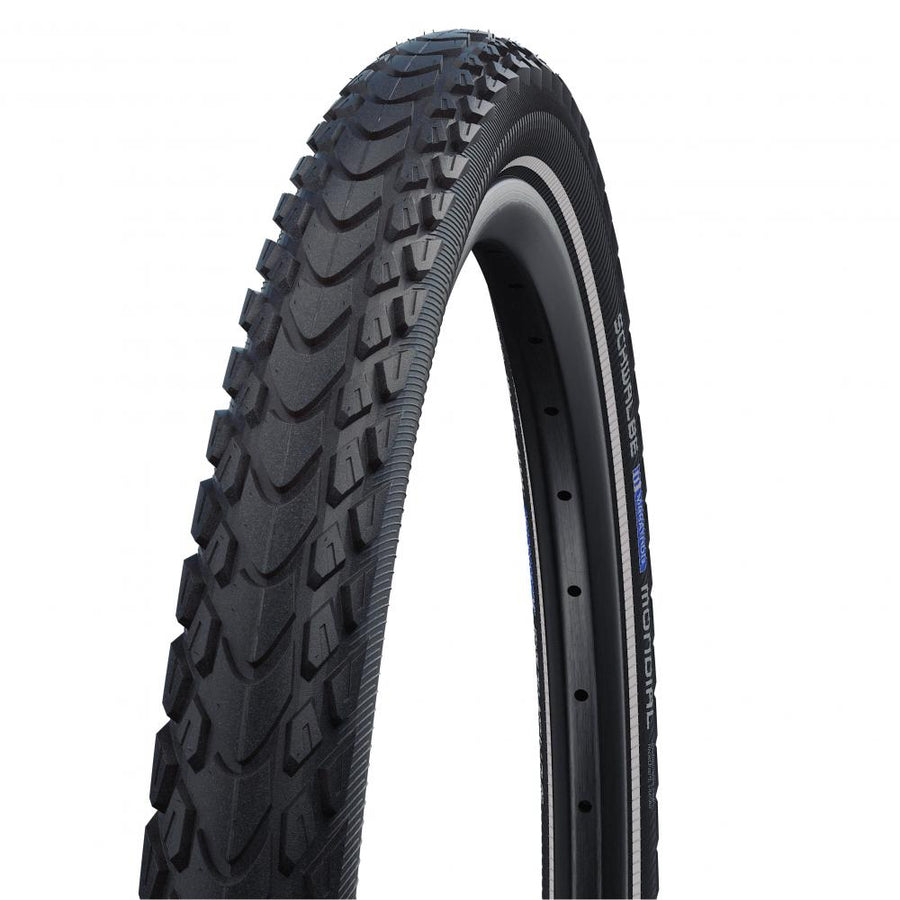Schwalbe Marathon Mondial Faltreifen 27.5x2.00 schwarz mit Reflexstreifen und robustem Profil.