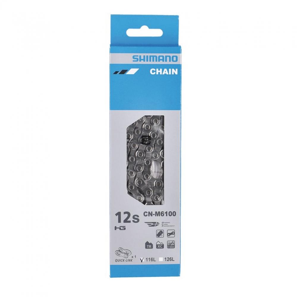 Deore Cn‑m6100q 12‑fach Kette (116 glieder) Mit Quick‑link - Hyperglide+ & Dynamic chain engagement+, Silber