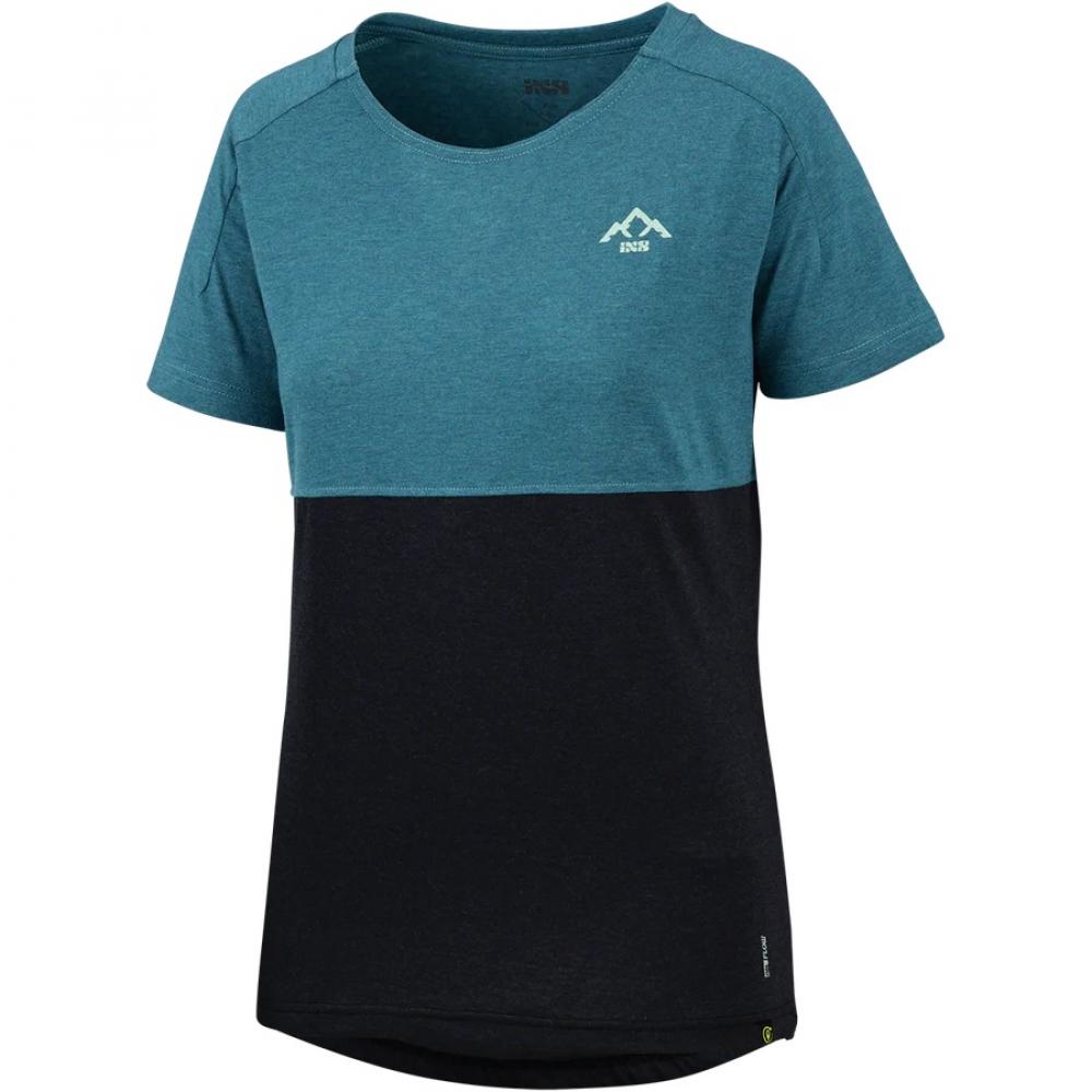 IXS Sports Division iXS Flow Girls Mountain Tech Tee KM Everglade/Black - atmungsaktives Bike-Shirt