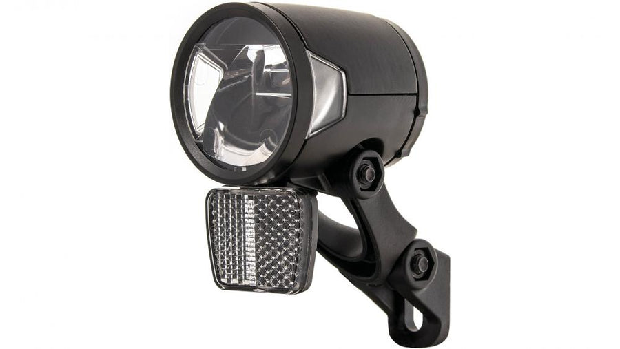 Herrmans H-Black MR8 schwarzer LED-Dynamo-Scheinwerfer 180 Lumen mit Reflektor.