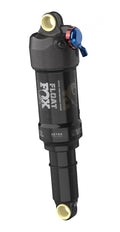 FOX Float Performance Elite 2POS Luftdämpfer 210x55mm für Mountainbike Hinterbau, schwarz mit blauem Hebel.