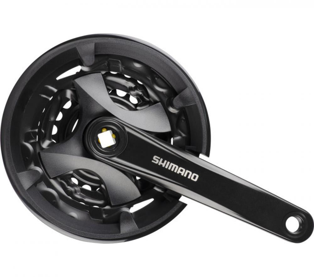 Shimano Kurbelgarnitur FC-MT101, 170 mm, 40-30-22 Zähne, schwarz.
