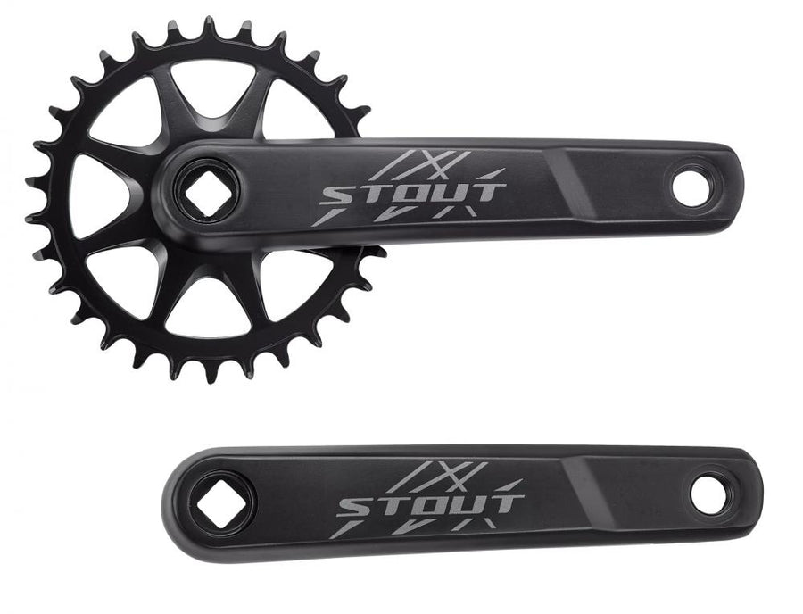STOUT CRK STOUT - Kurbelarm - 165MM L+R ARMS ALLOY SQUARE-TAPER 30T RIVETED RING 1X10 SPD BLACK - Kurbelgarnitur