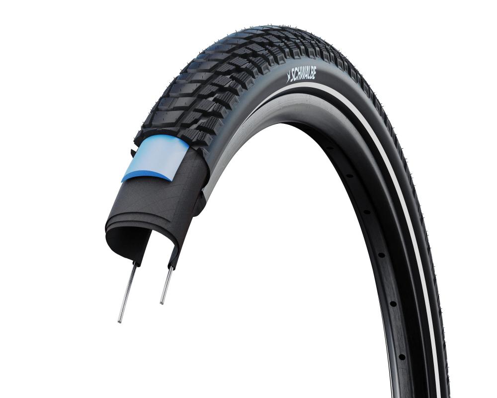 Schwalbe Marathon Plus Tour Drahtreifen mit SmartGuard Pannenschutz im Querschnitt.