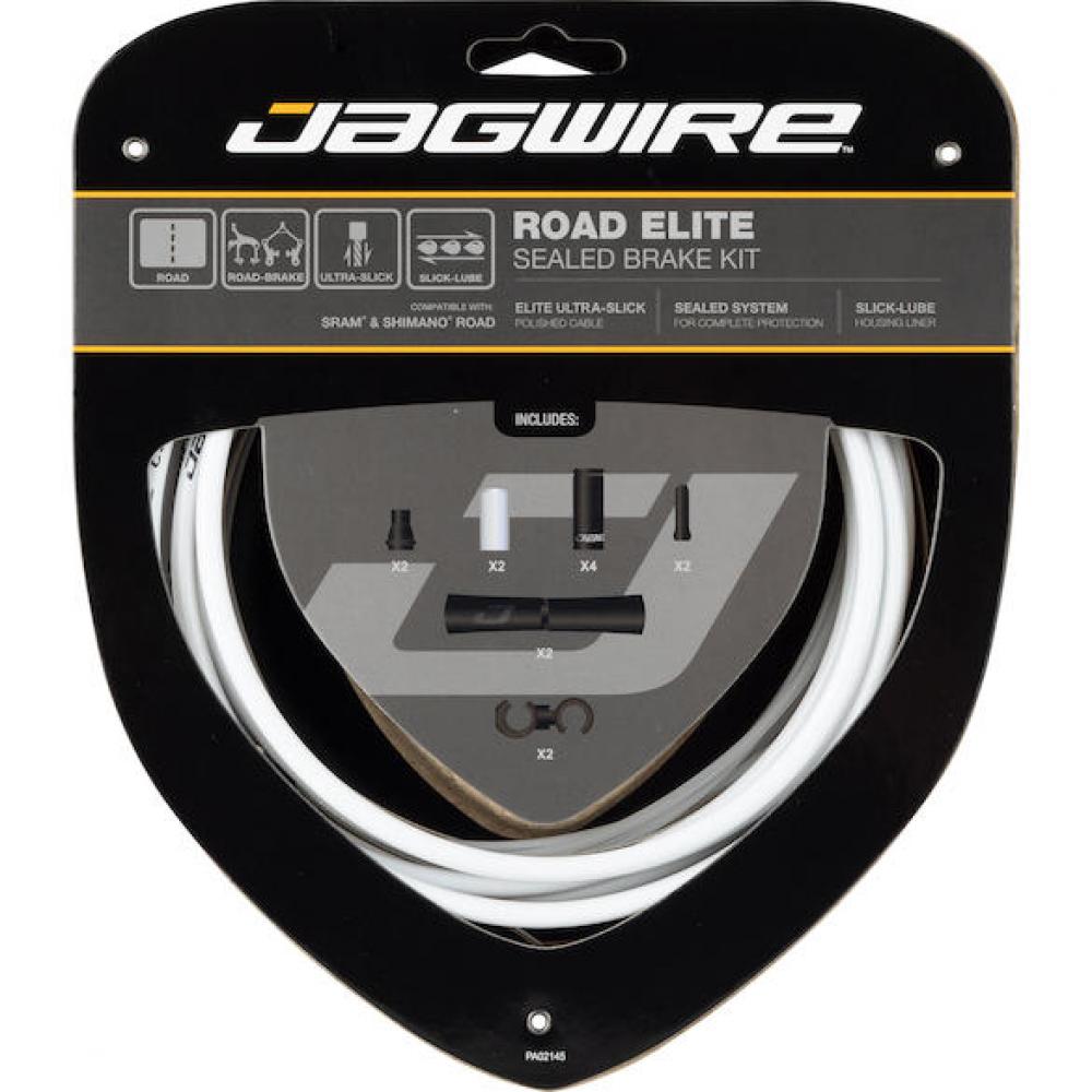 Jagwire Road Elite Sealed Bremszugset Weiß - Slick-Lube Liner für Rennräder