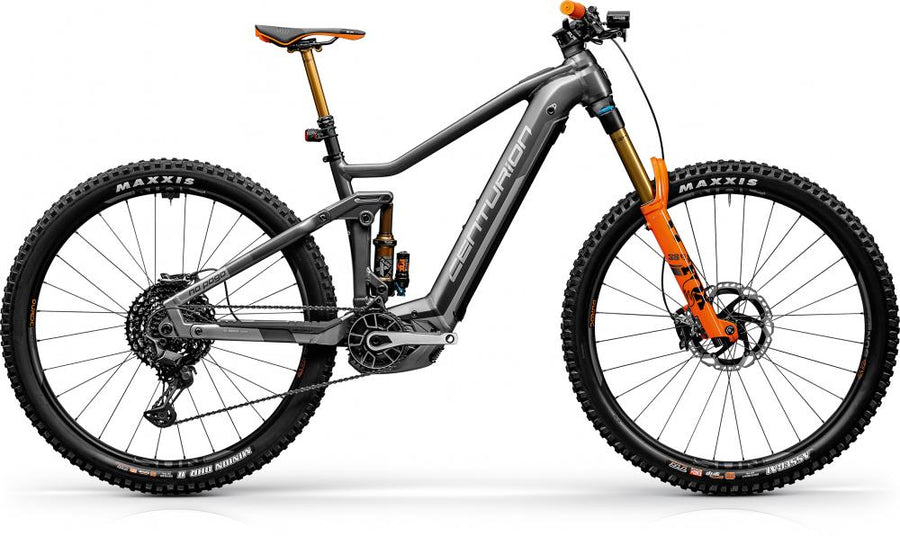 Centurion No Pogo R4000i EP1 gunmetal/grau S (40) grau/orange - vollgefedertes E-MTB für anspruchsvolle Trails