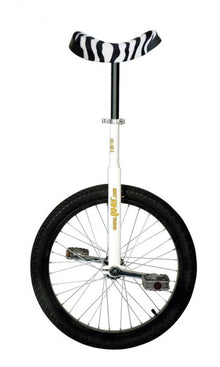 QU-AX Einrad Luxus 20" weiß Alufelge, Reifen schwarz, Zebra-Sattel
