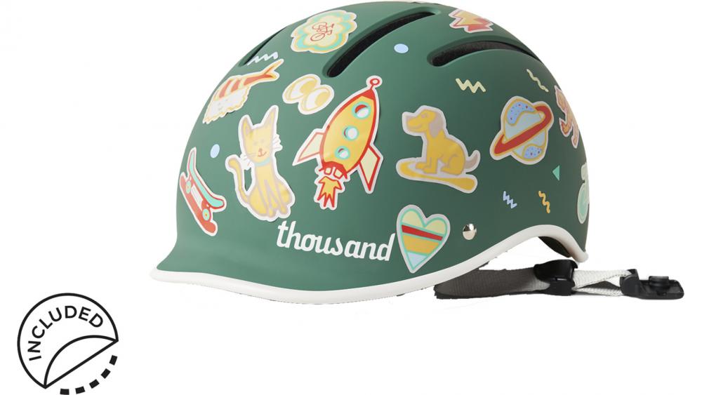 Thousand JR Kinderfahrradhelm Going Green XS 49-53 cm - leichter sicherer Fahrradhelm mit Dial-Fit System, Belüftung und abnehmbarem Visier