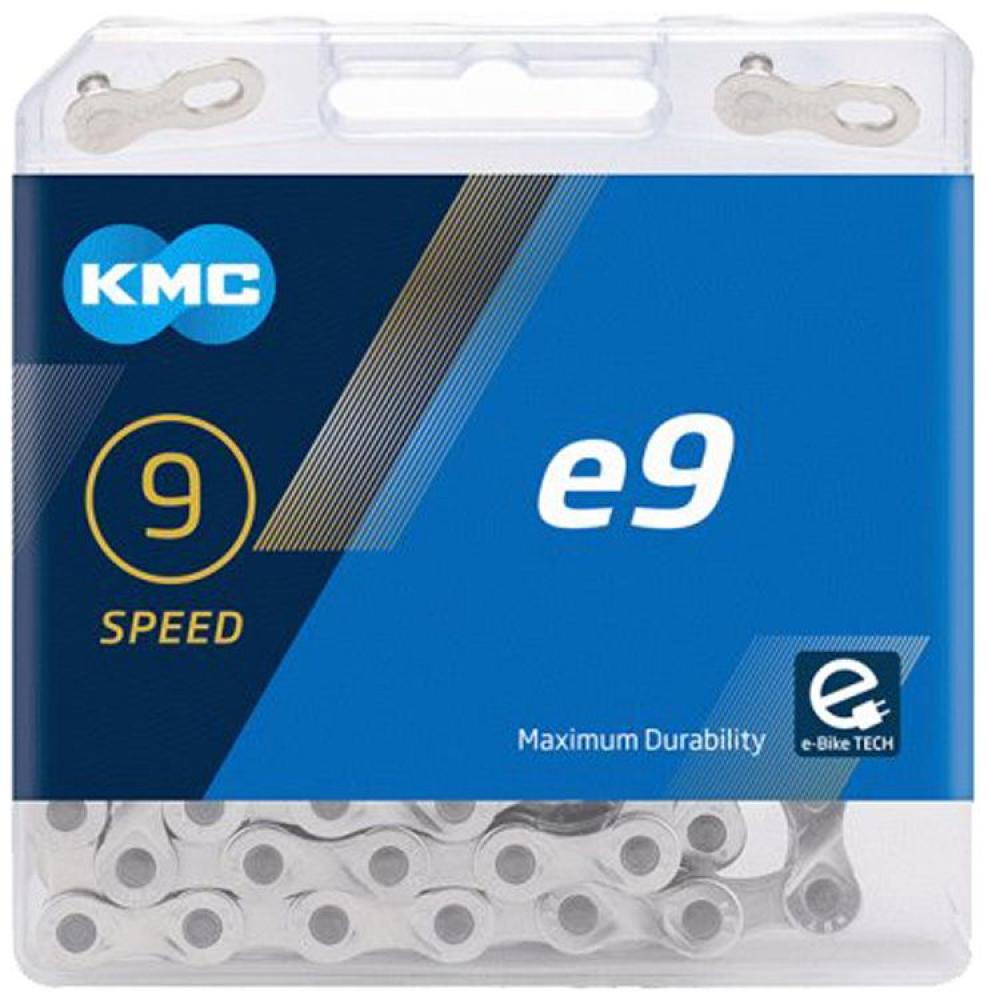 KMC Fahrradkette E9 E-Bike Kette 9-fach 122 Glieder silber - verstärkte Nietverbindung - kompatibel mit Shimano SRAM Campagnolo inkl. …
