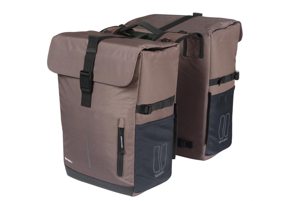 Doppelpacktasche Move Mik 30 Liter Braun - Doppeltasche Mit Mik-adapterplatte, Wasserabweisendem Recyceltem Polyester, Regenhülle & Reflektoren