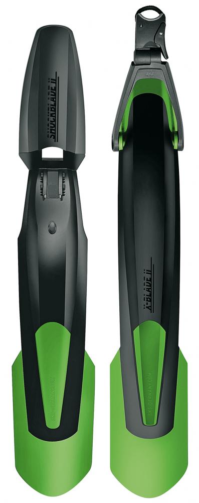 SKS SHOCKBLADE & X-BLADE Schutzblech-Set für 29" und 27,5" Plus, schwarz/grün, Quick-Release, bruchsicherer 2-Komponenten-Kunststoff, optimaler Spritzschutz