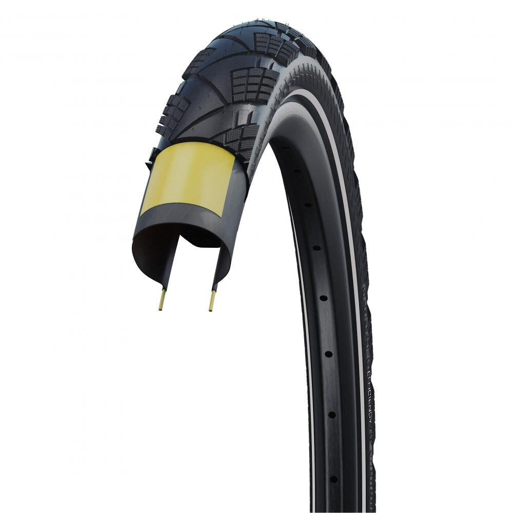 Schwalbe Marathon Efficiency E-50 Faltreifen 28x2.15" schwarz Reflex mit Pannenschutz auf Felge.