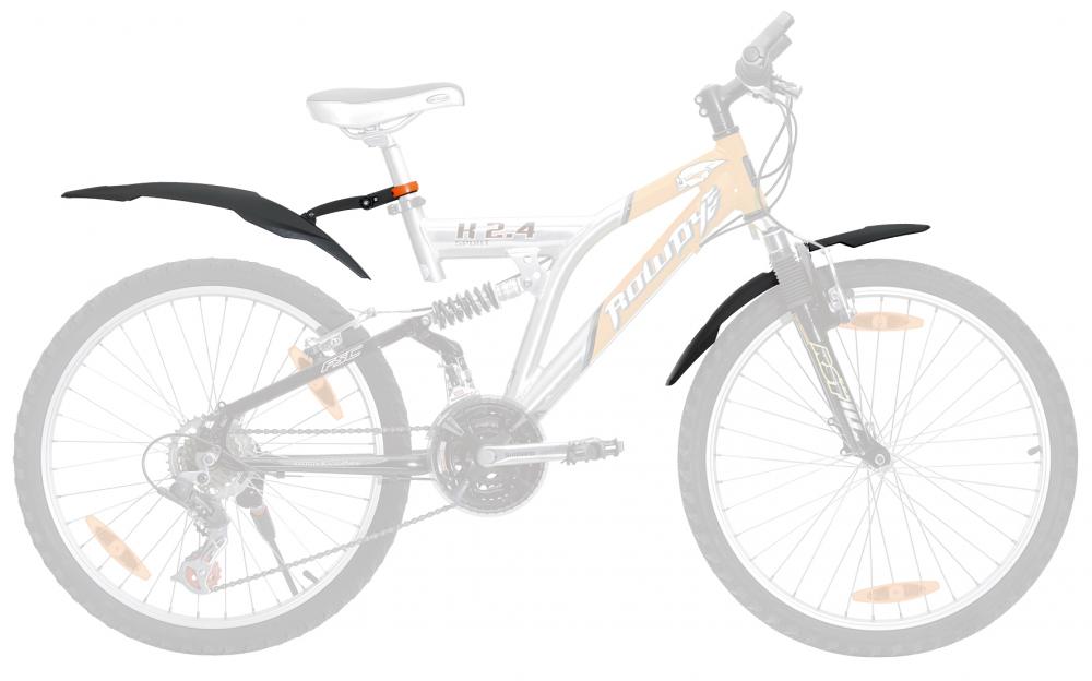 SKS Rowdy Schutzblech-Set schwarz für 20-24 Zoll Fahrräder, montiert an vollgefedertem Mountainbike.
