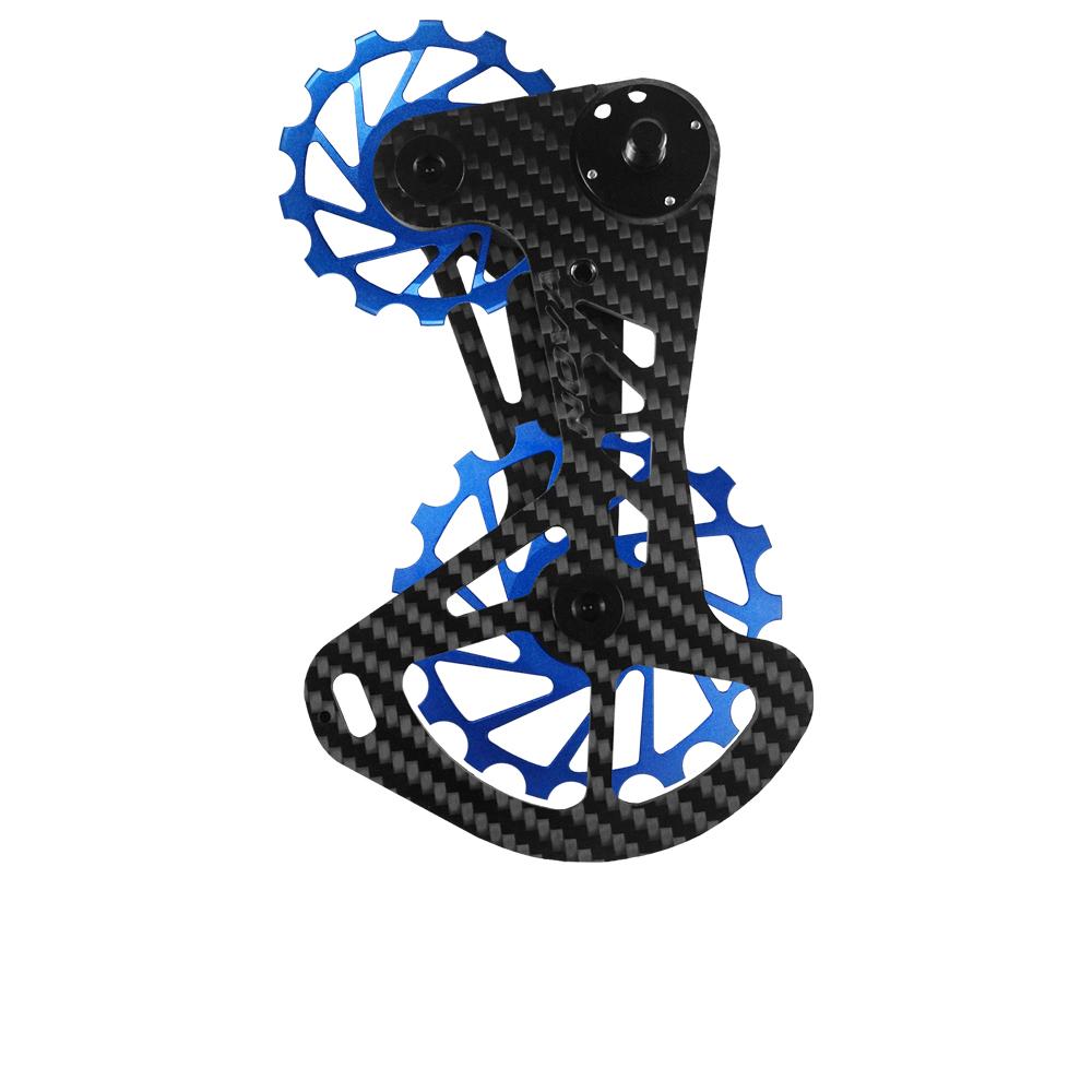 Nova Ride CCD 12s Oversized Derailleur Cage Blau - Carbon Schaltwerktuning für SRAM & Shimano