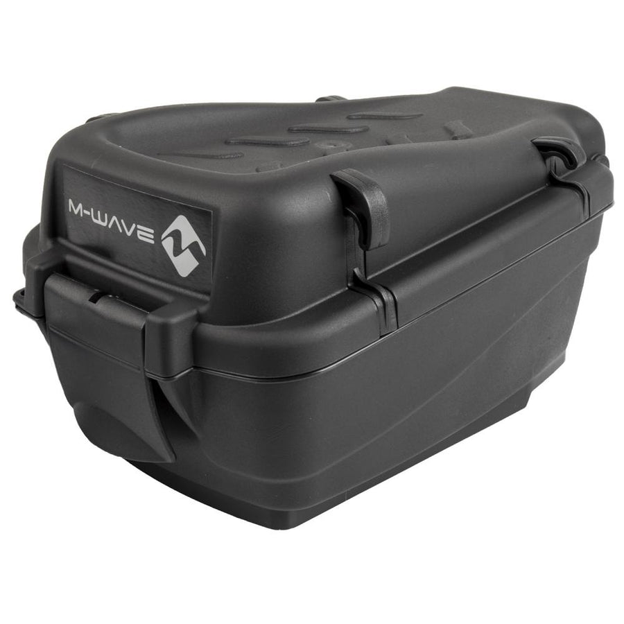 Schwarzer M-WAVE Amsterdam Easy Box S-M Fahrradkoffer 5L, wasserdicht und abschließbar, für Gepäckträger.