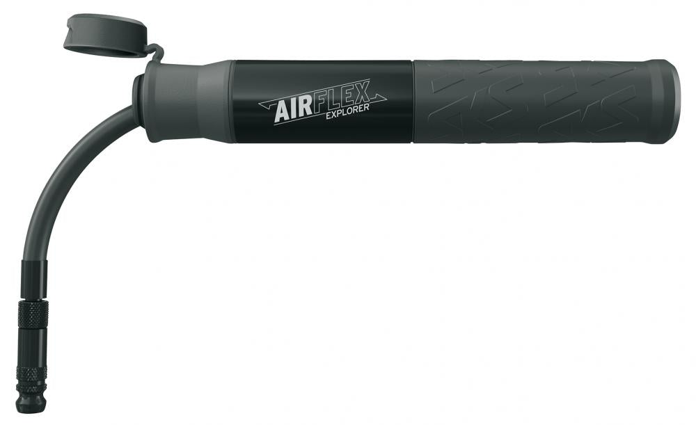 SKS Minipumpe Airflex Explorer 205 mm schwarz  Flexibler Schlauch für SV/AV-Ventile, max. 5 bar, leicht mit 132 g, ideal für MTB-Reifen unterwegs