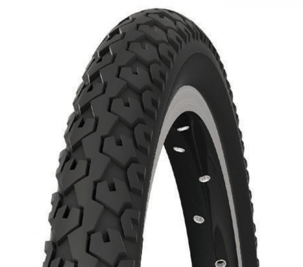 Michelin Country J Fahrradreifen 16x1.75 schwarz Drahtreifen mit Stollenprofil und Reflexstreifen.