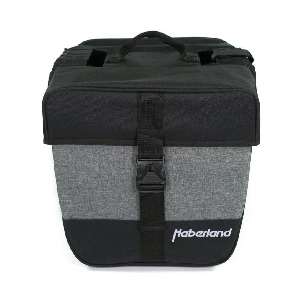 Haberland Doppeltasche schwarz/grau 25l, praktische Fahrrad-Gepäckträgertasche für Alltag und Tour.