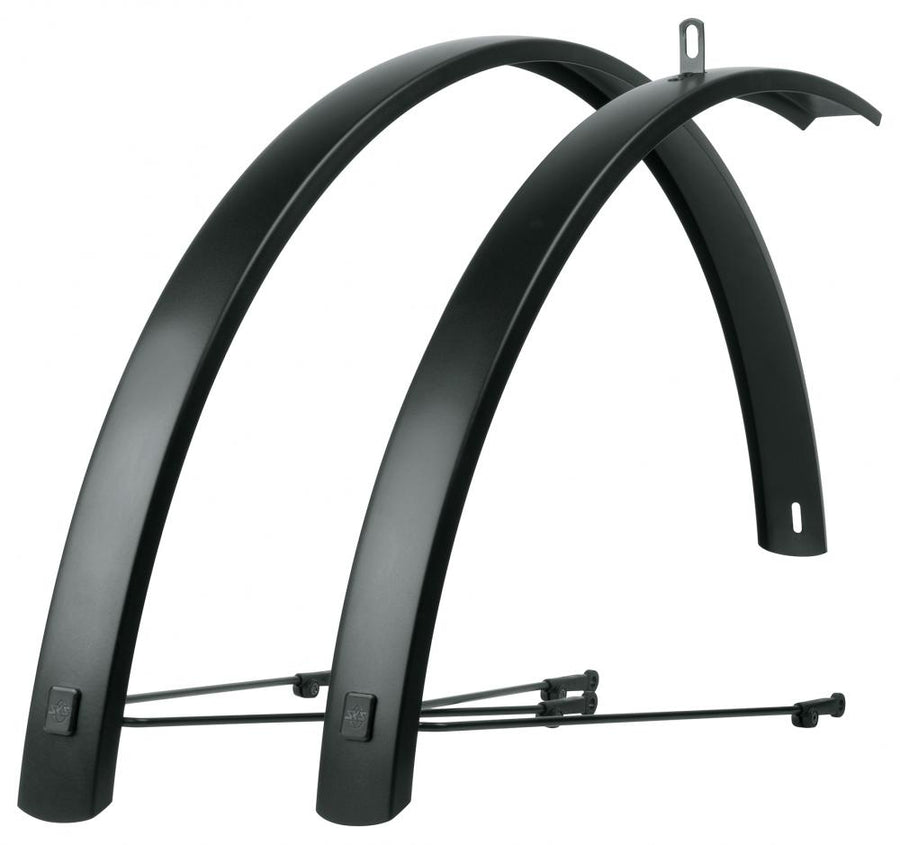 SKS EDGE AL 56 mm Aluminium Schutzblech-Set, matt-schwarz, für 28 Zoll Trekkingräder, optimale Reifenabdeckung.