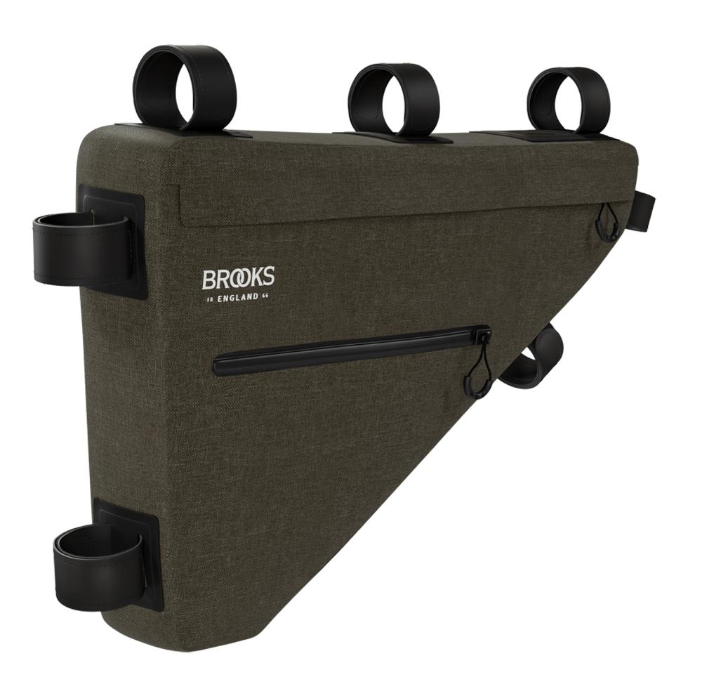 BROOKS Scape Full Frame Bag Mud Green - wasserdichte Rahmentasche 5,5 Liter aus 600D Polyester mit Hypalon-Details - 390 g leicht, 480x60x290 mm