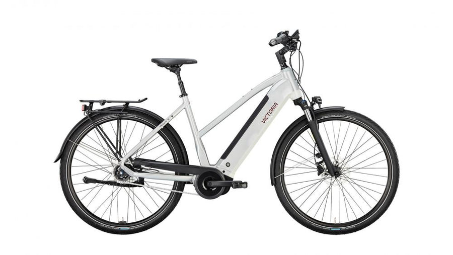 VICTORIA Elektro-Trekkingrad "TRESALO 15" (#1), Trapez, 28", airstream silver, 5-Gang SHIMANO "Nexus" Leerlauf, 48cm